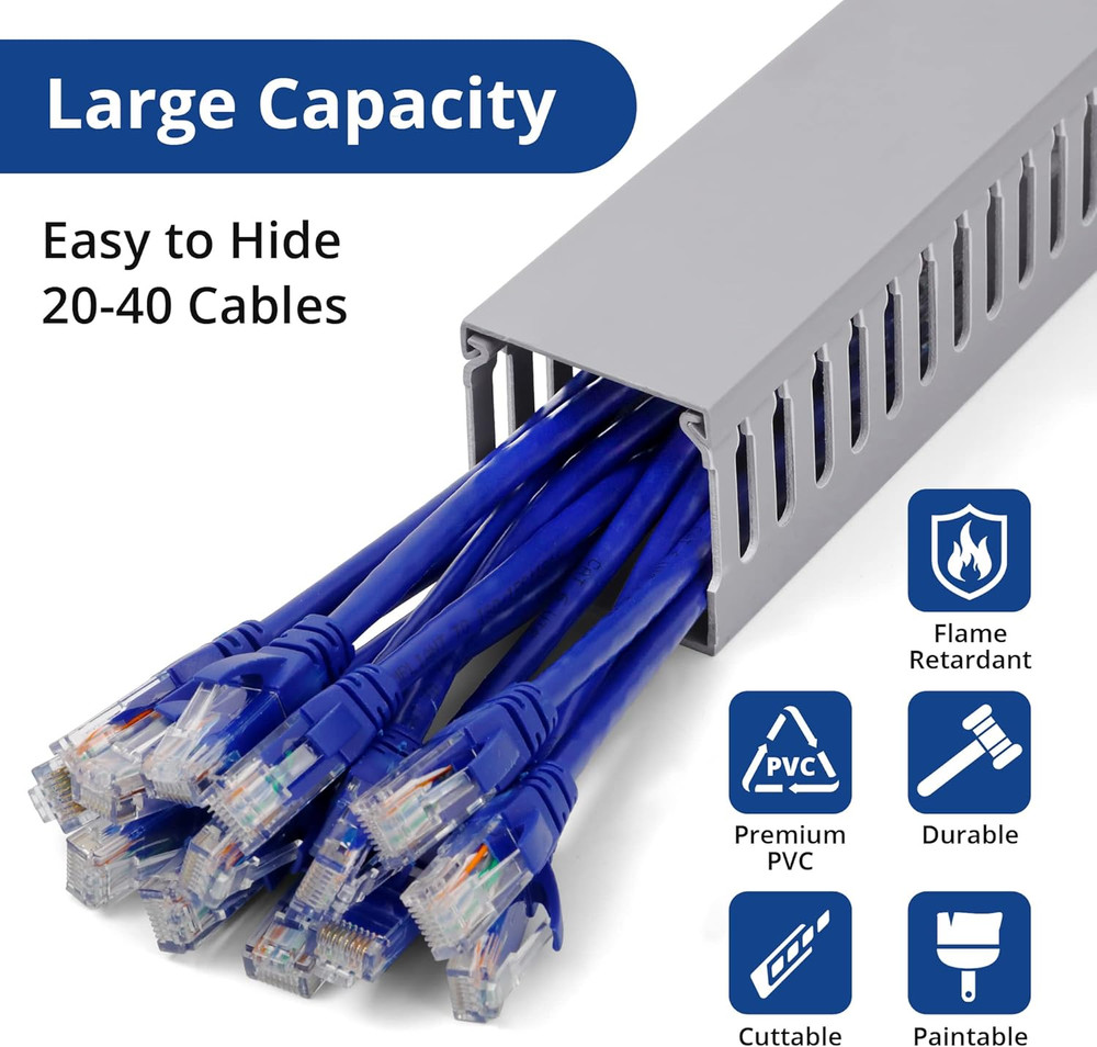 2X2In Server Rack Cable Management, 6.6FT (2 X L3.3FT) Cable Duct Cable Raceway