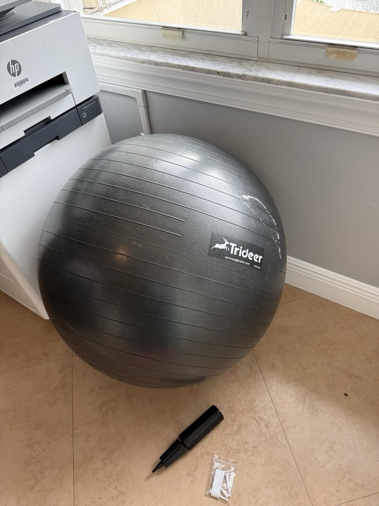 Trideer Exercise Ball, Large Black  w/ Pump & Plugs