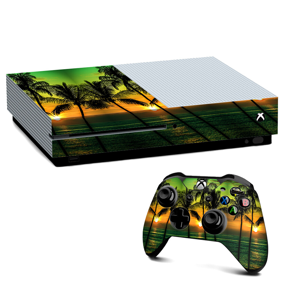 Xbox One S Console Skins Decal Wrap ONLY Sunset Palm Trees Ocean