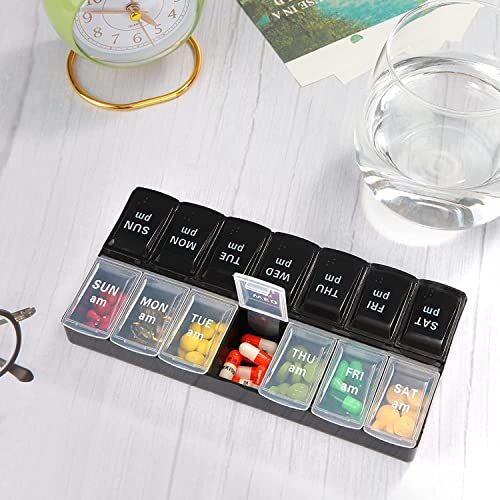 Large Pill Organizer Weekly Pill Box AM/PM 7 Day Pill Storage Container