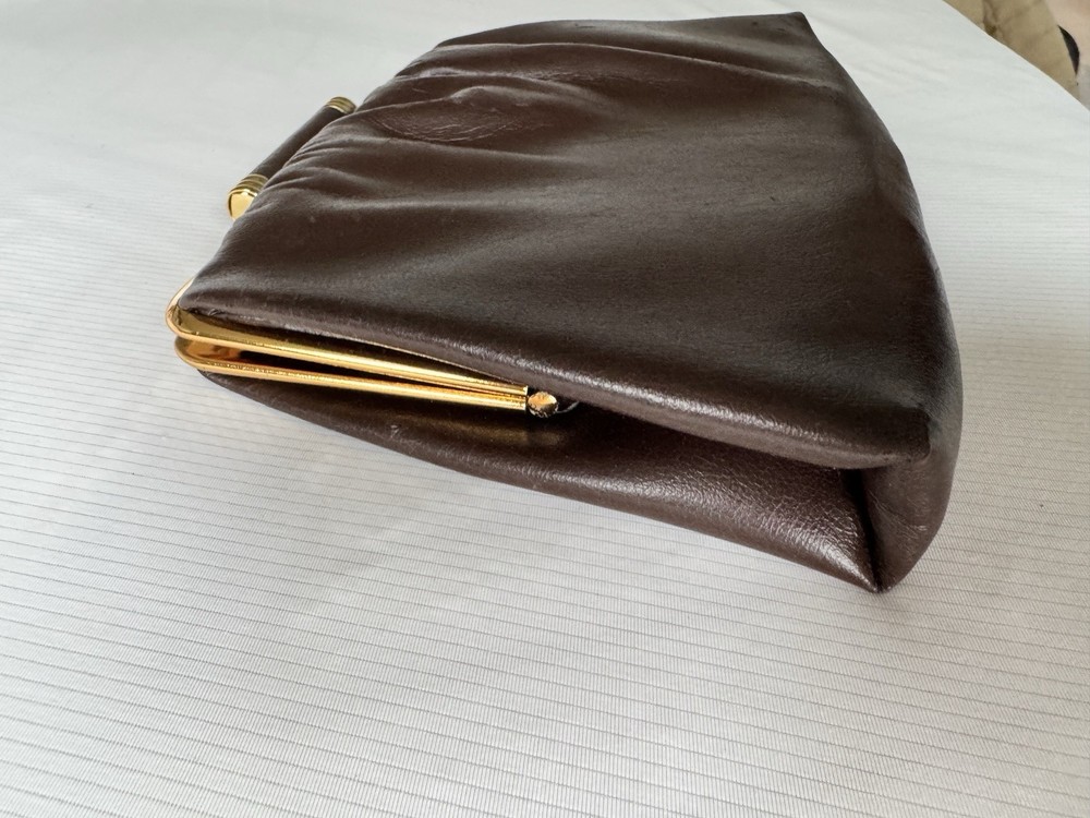 Brown Vintage Ande Clutch With Gold Clasp
