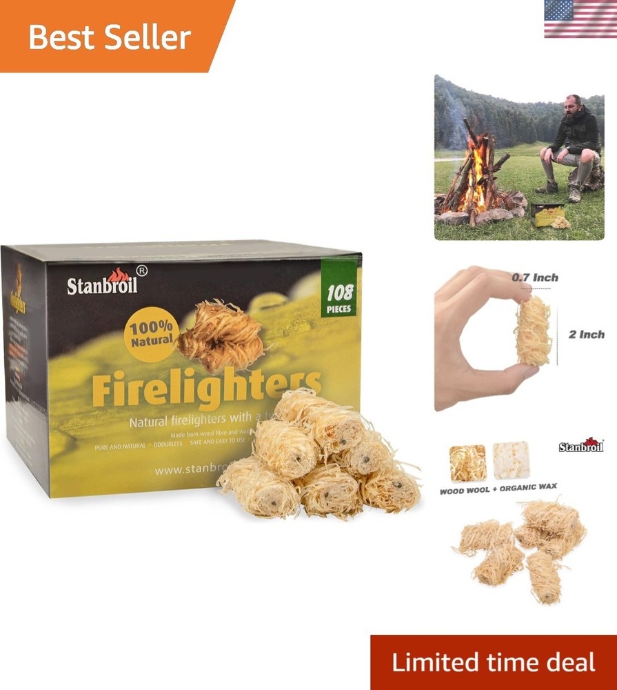 Compact 108 Pack Fire Starters - Ideal for Quick Fire Starting Anytime, Anywhere