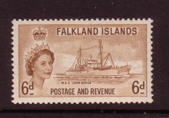 FALKLAND Is....  1955  6d research ship mint