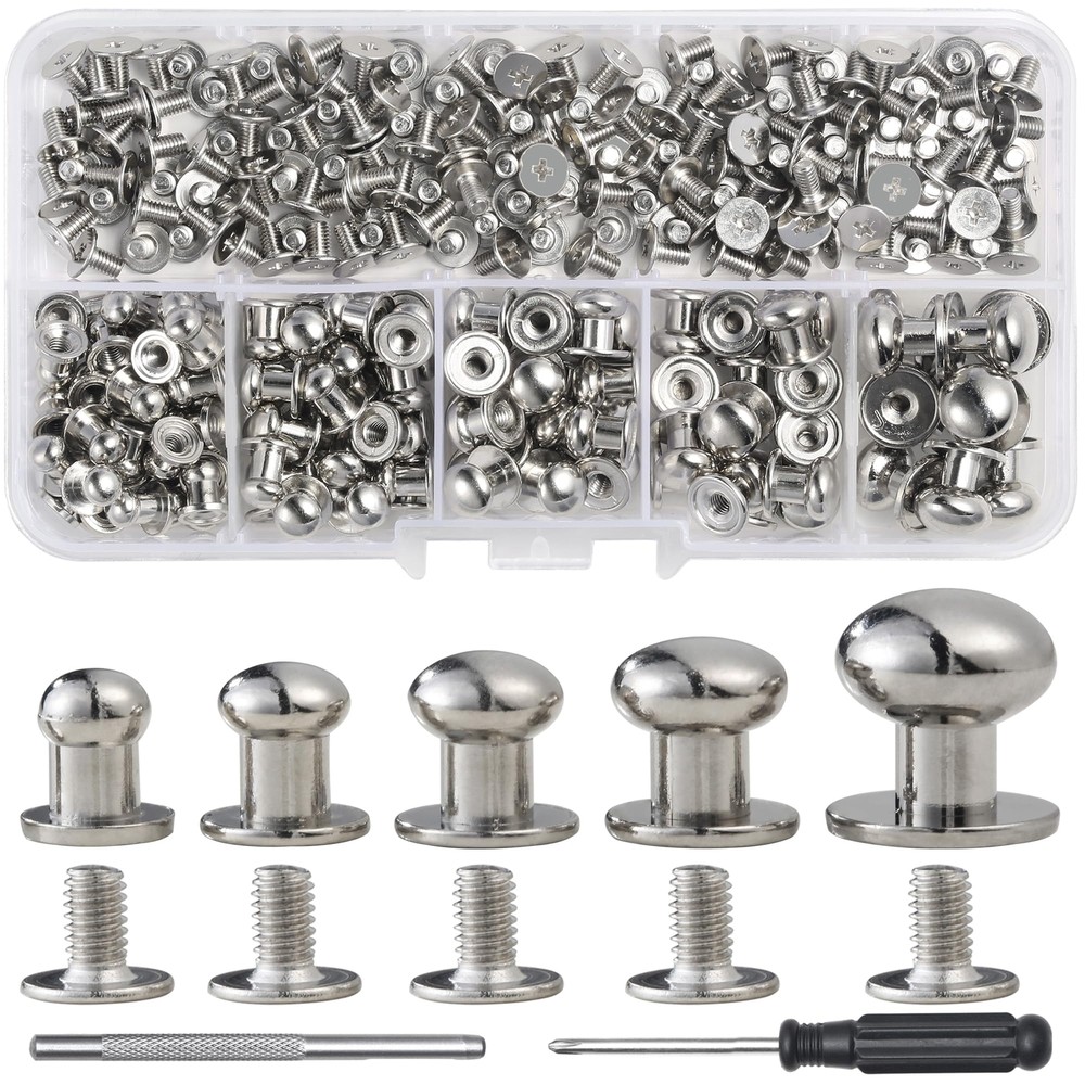 YORANYO 120 Sets Round Head Button Stud Assorted Sizes Button Screw Stud for