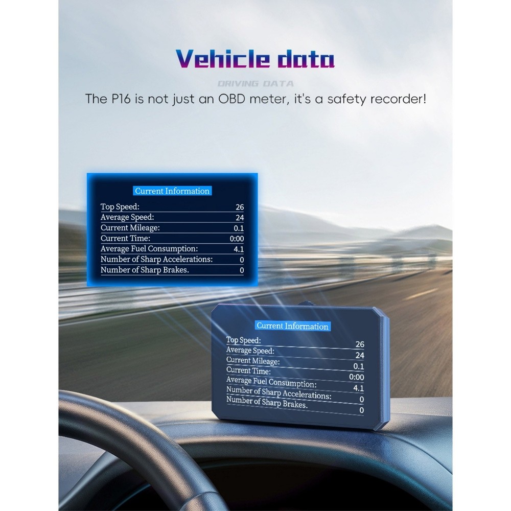 OBD2 Car HUD Head Up Display Speedometer Overspeed Fault Code Reader Scanner