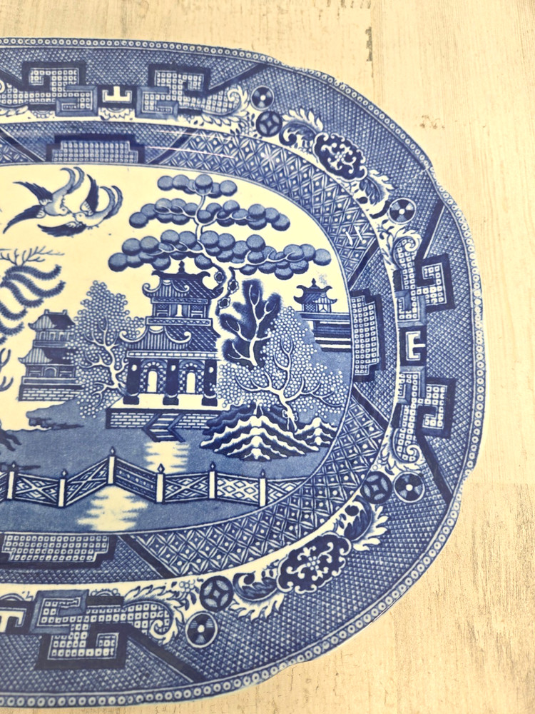 Allertons Blue Willow Serving Platter Early 13" x 11" England