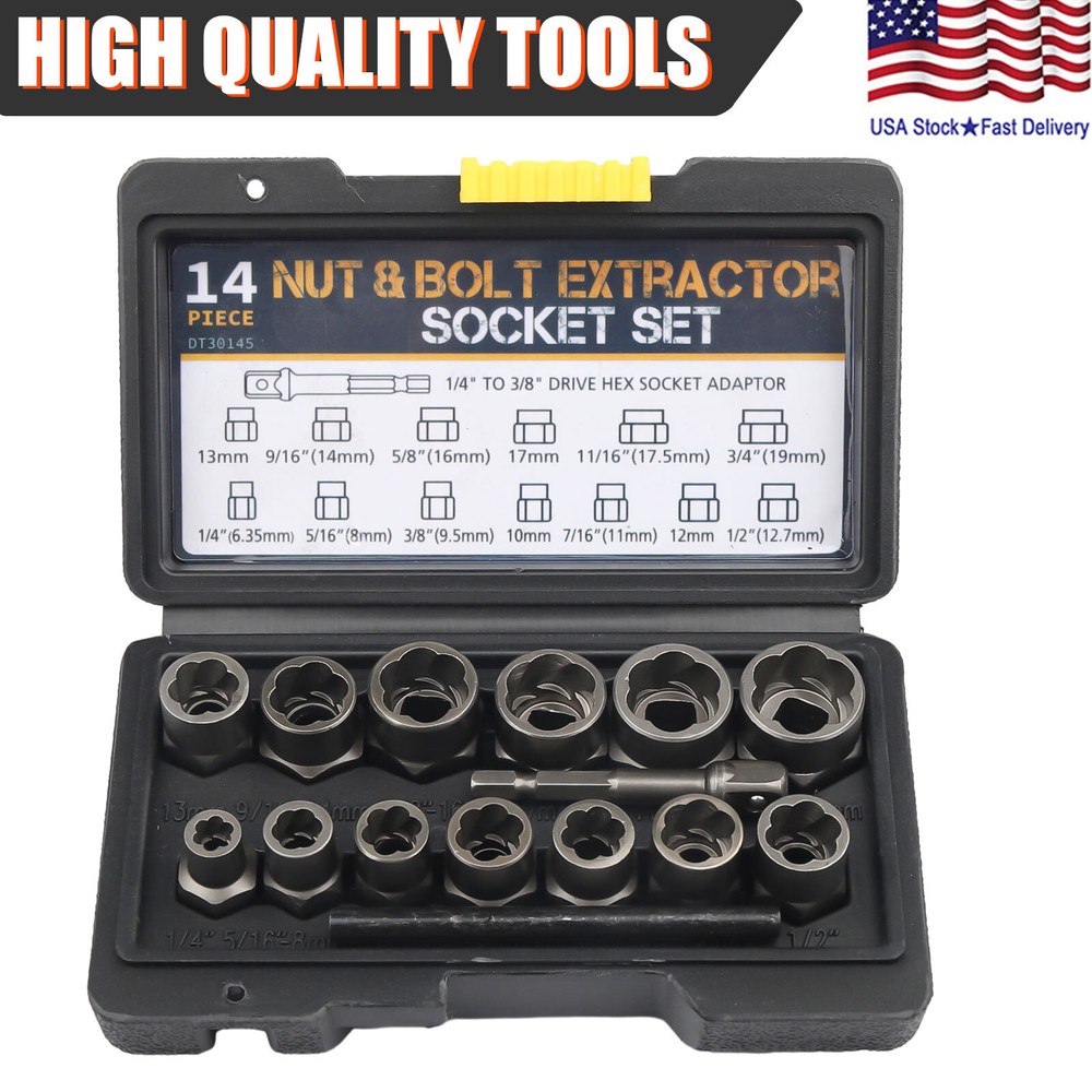 15 Pcs Nut & Bolt Extractor Kit, of Bolt Removal Tool Set, Extractor Socket Tool