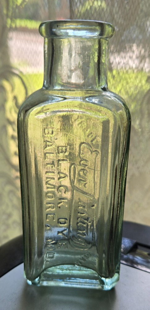 EVERLASTING BLACK DYE BALTIMORE MD 3 oz. Light Aqua Bottle