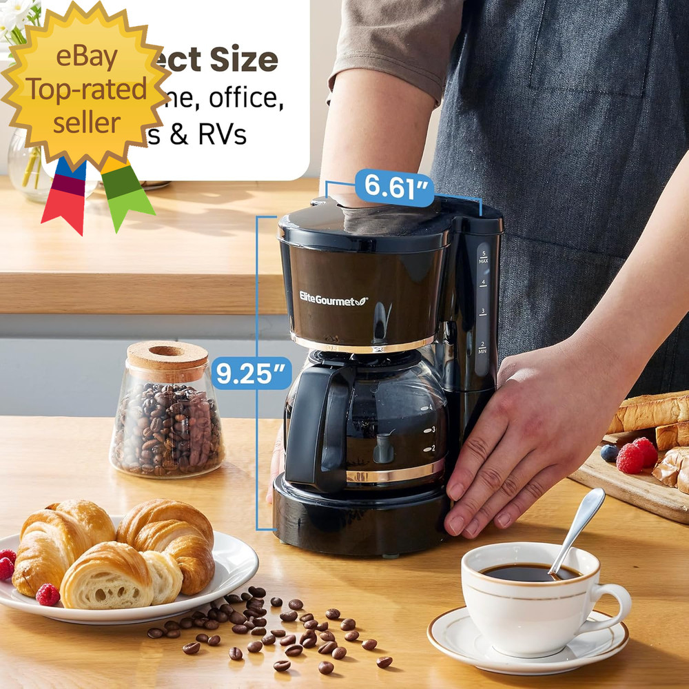 EHC-5055 Automatic 5-Cup Brew & Drip Coffee Maker with Pause N Serve Reusable