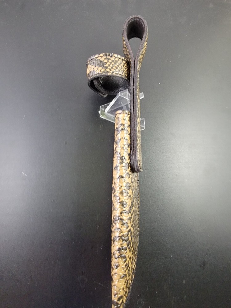 Buck Knives 119 Sheath Right Pull Authentic FAUX SAND BROWN PYTHON SKIN leather