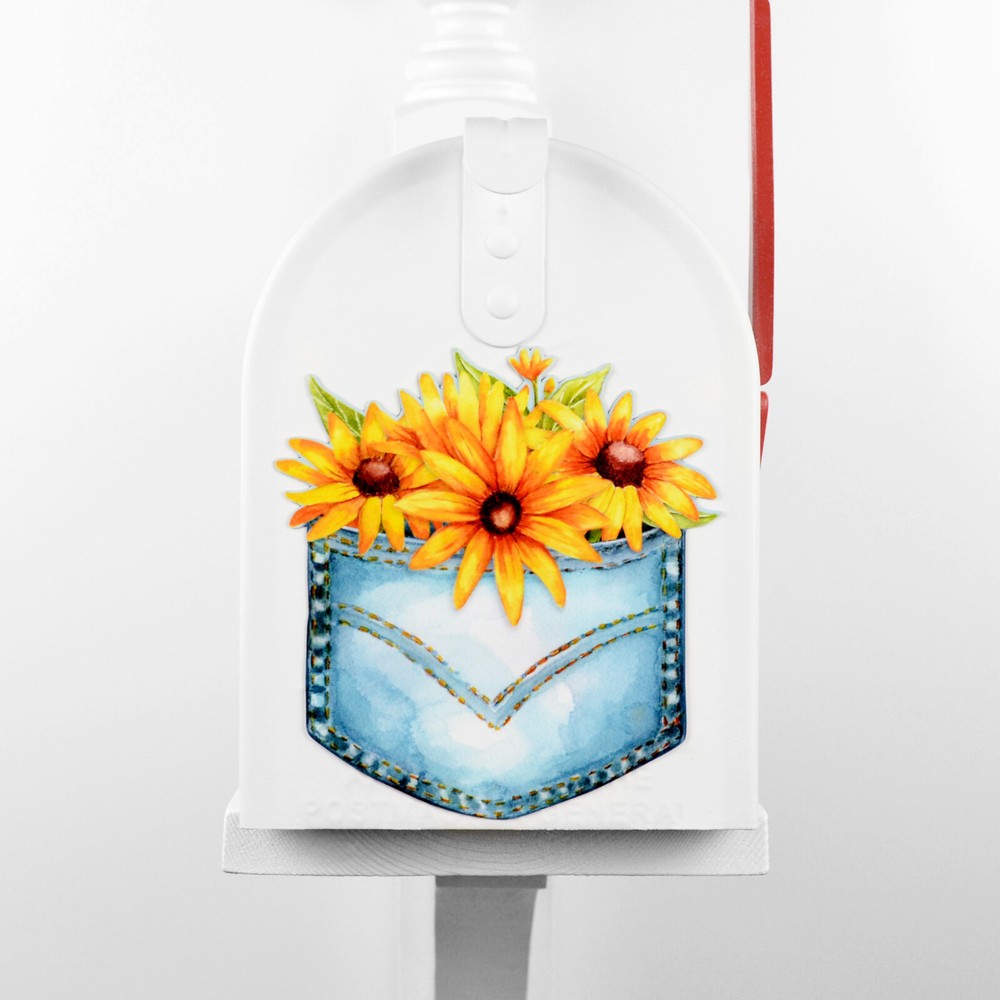 Mailbox Magnet Partial Cover Blue White Gingham Check Frayed Personalized