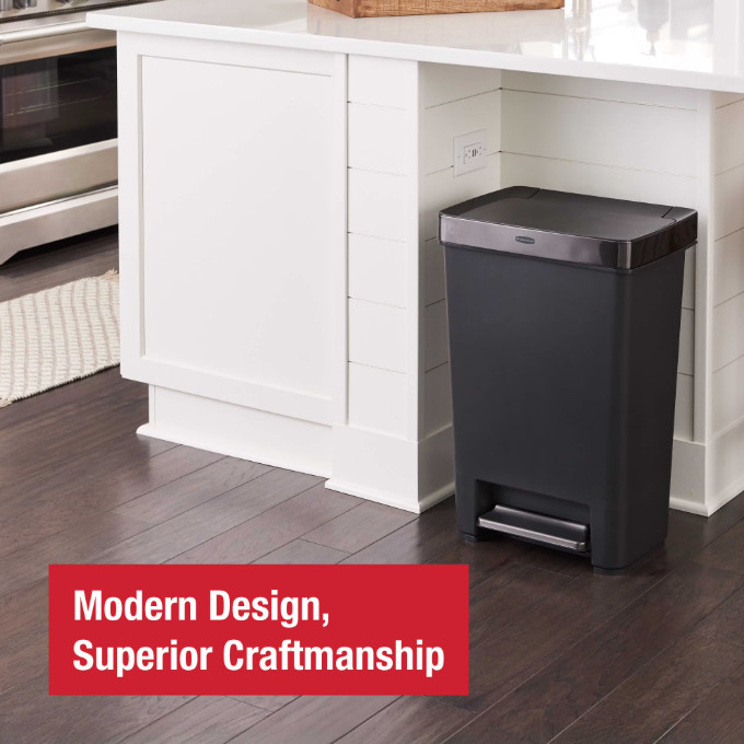 Rubbermaid Kitchen Indoor Trash Can, 12.4 Gallon Plastic Step Garbage Can