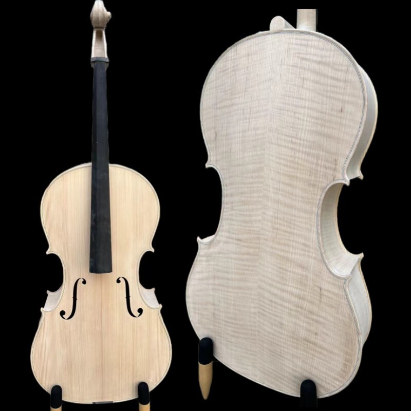 Professional Hand-Made song unfinished Cello 4/4 Solid maple back