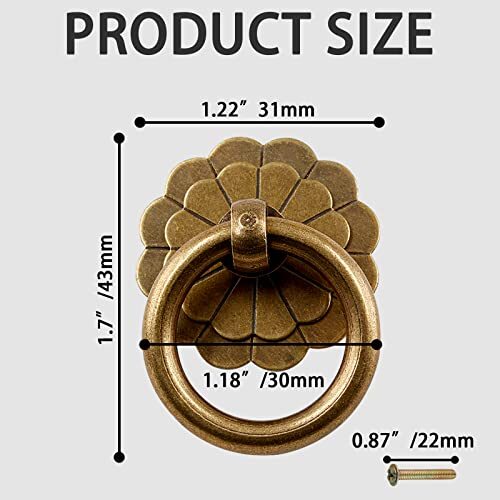 6Pcs Antique Brass Pulls Vintage Cabinet Small Pulls Knobs Handles for Drawer...