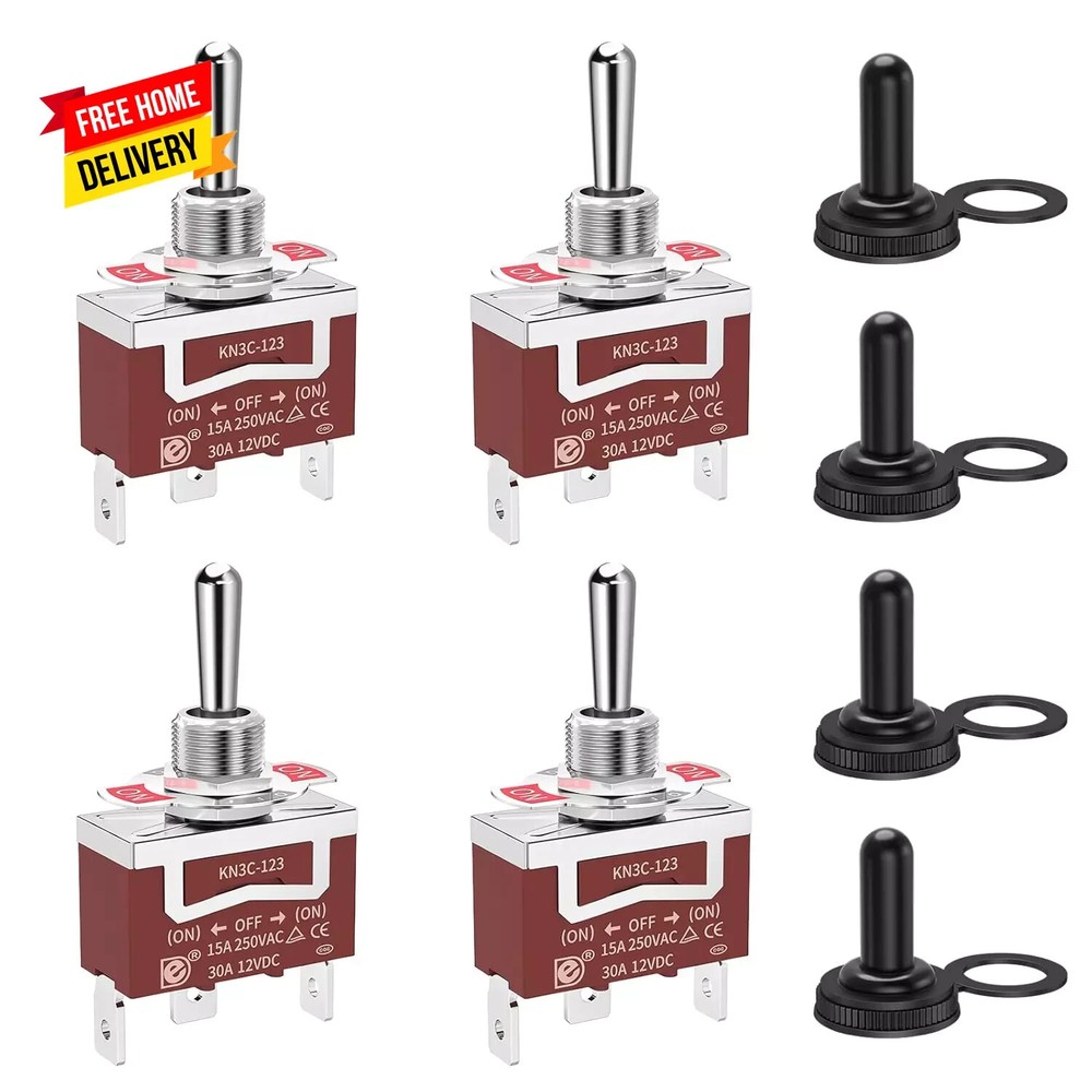 12 Volt Momentary Toggle Switch (On)-Off-(On) 3 Way Waterproof Toggle Switch 12V