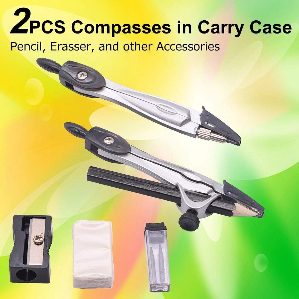 10-Piece Drafting Geometry Set with Compasses & Protractor for Student Success