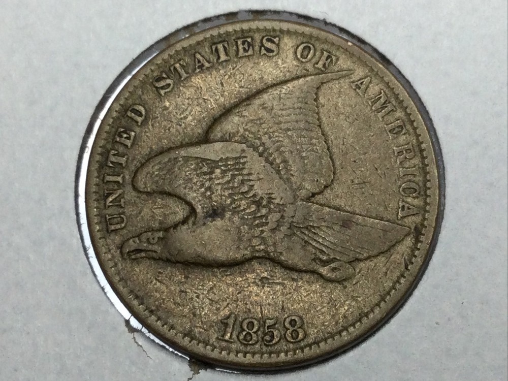 1858 small letter Flying Eagle Cent in very fine plus