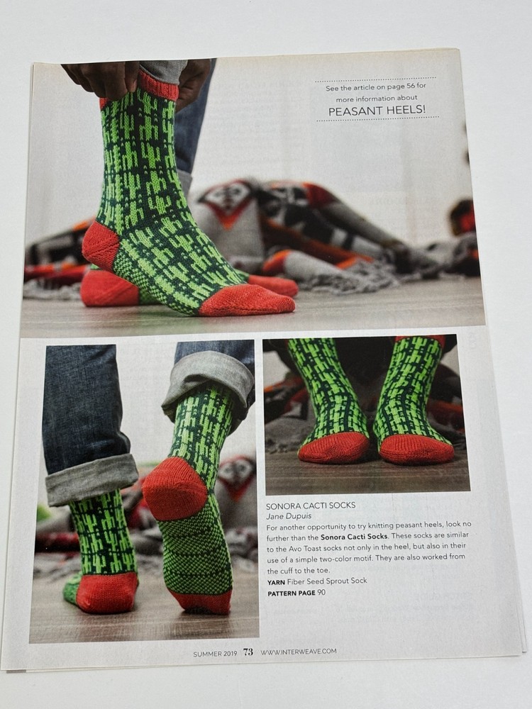 Sonora Cacti Socks Knitting Pattern Magazine Pages