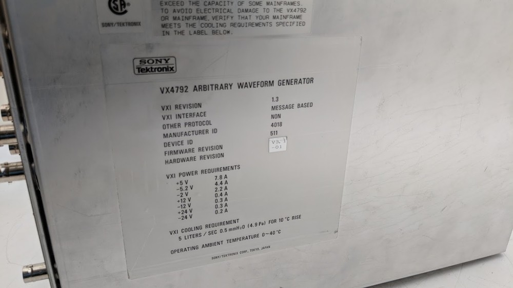 Sony Techtronix VXI VX4792 Abritrary Waveform Generator (Parts or Repair)
