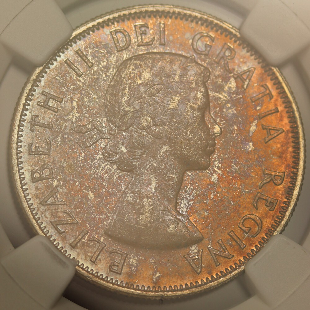 1954 Canada Silver Half Dollar 50C MS 64 NGC Toned