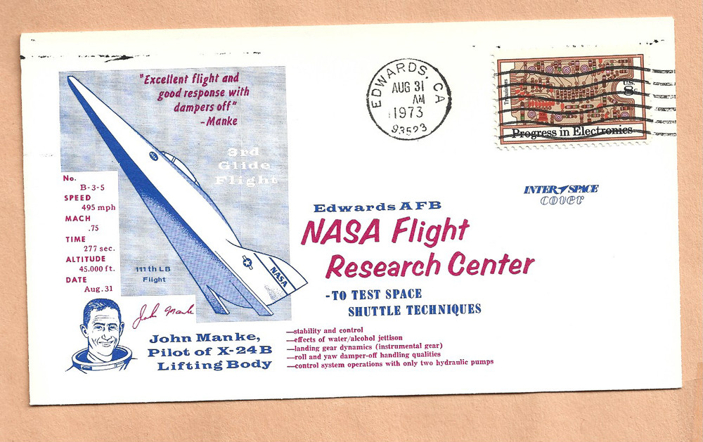 X-24B 3rd GLIDE FLT AUG 31,1973  EAFB INTER SPACE COVER  NASA
