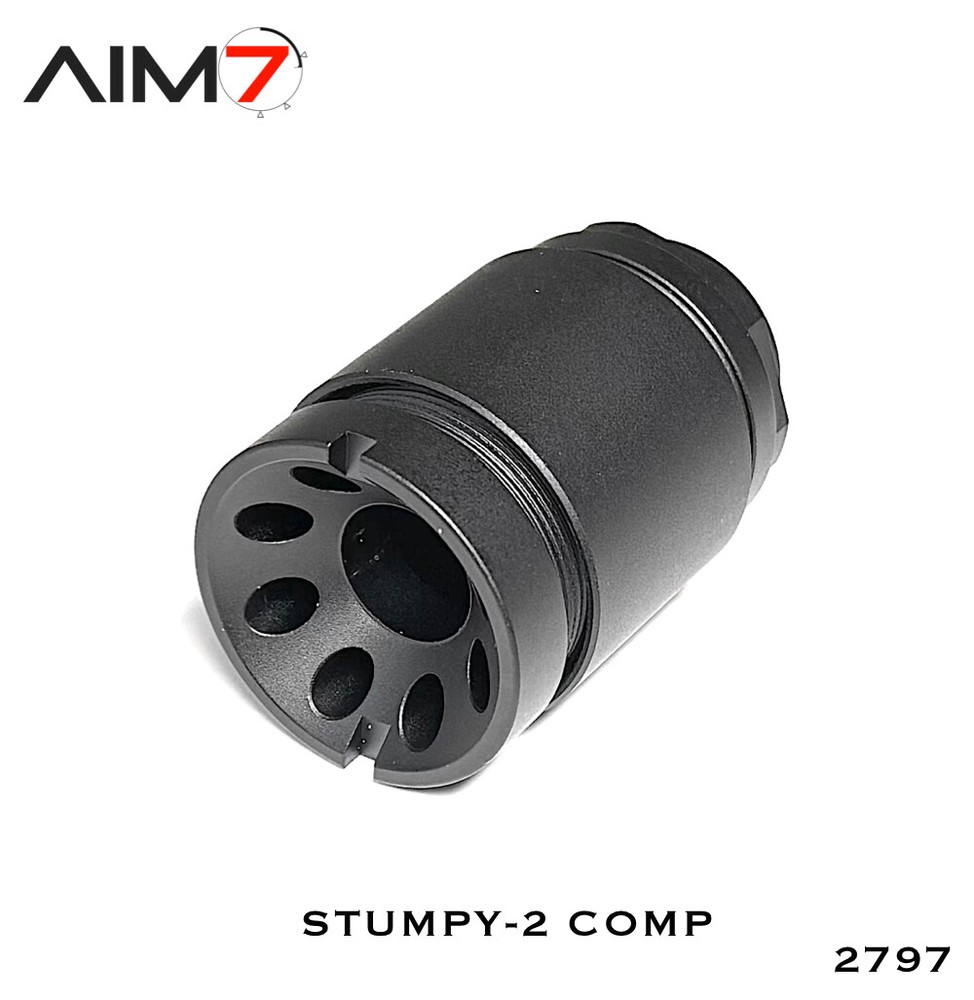 Aim7 STUMPY-2  9mm & 22LR & .40Cal Linear Comp 3 PCS muzzle brake Aluminum Black