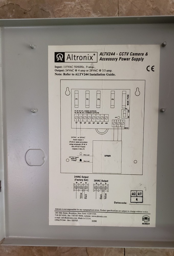 ALTRONIX Power Supply Altv 244