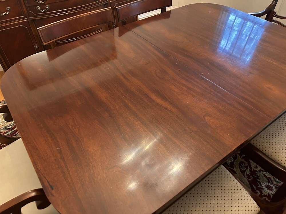 Solid Cherry Wood, Dining Room Table Set With 6 Chairs, Sideboard & Hutch