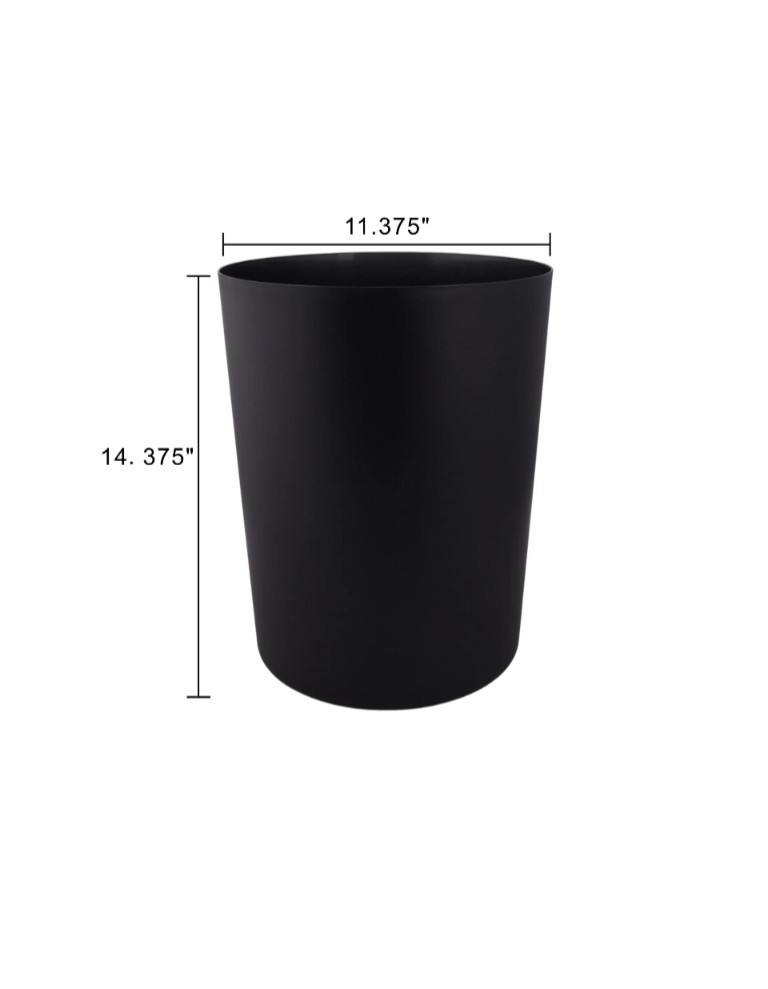 5 Gallon Trash Can, Plastic Office Trash Can, Black Matte