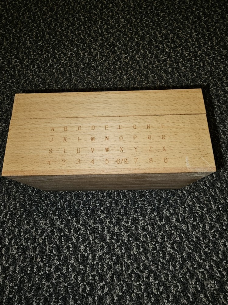 METAL ALPHANUMERIC STAMPS with WOODEN ORGANIZING BOX