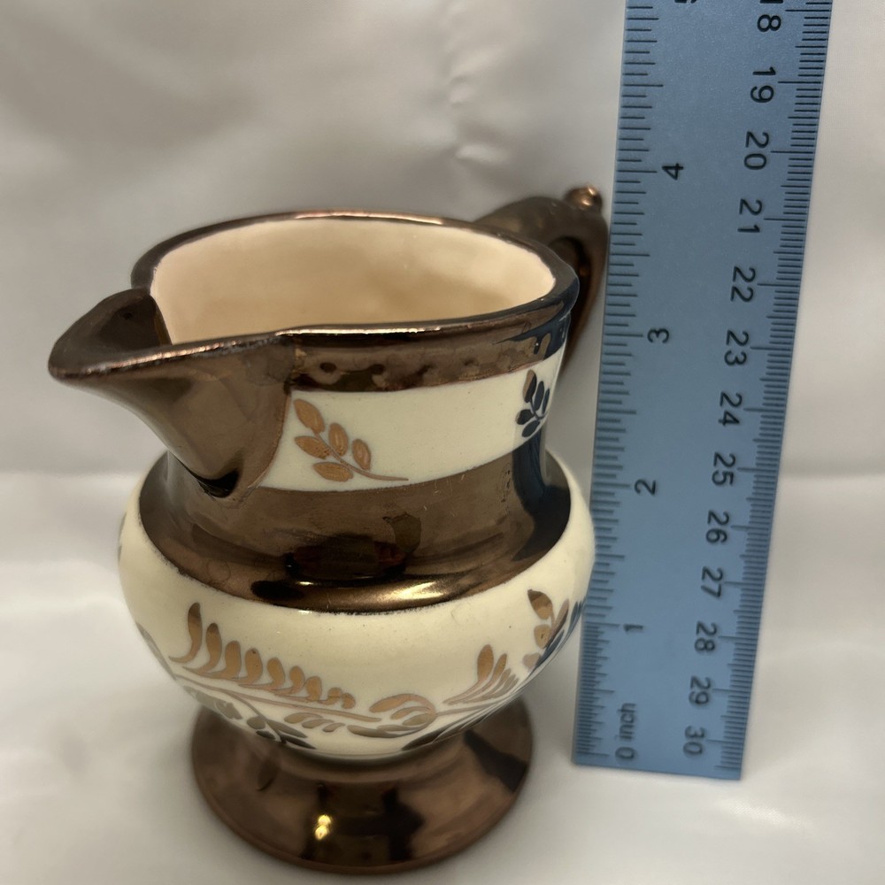 Le Noir Lusterware Handpainted 4" Lusterware Pitcher Dark Copper