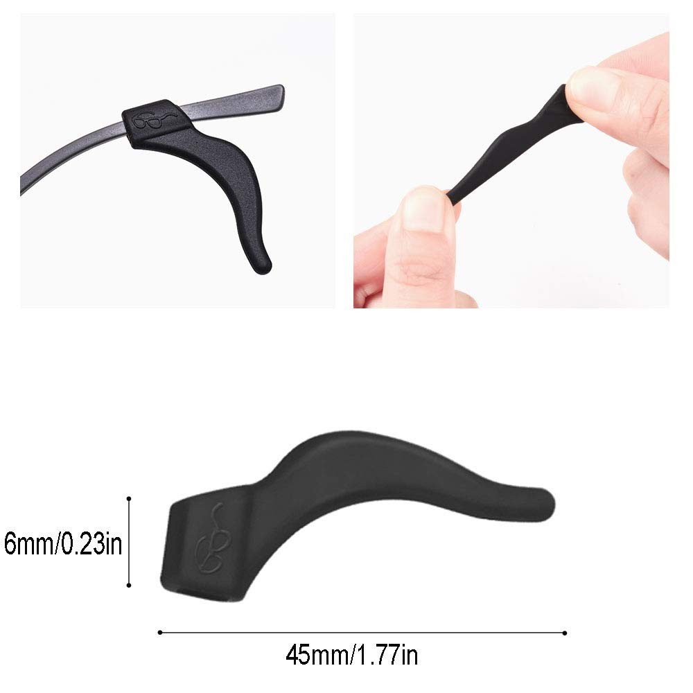 HKIDEE Eyeglass Ear Grip, Anti - Slip Comfortable Silicone Small, Black
