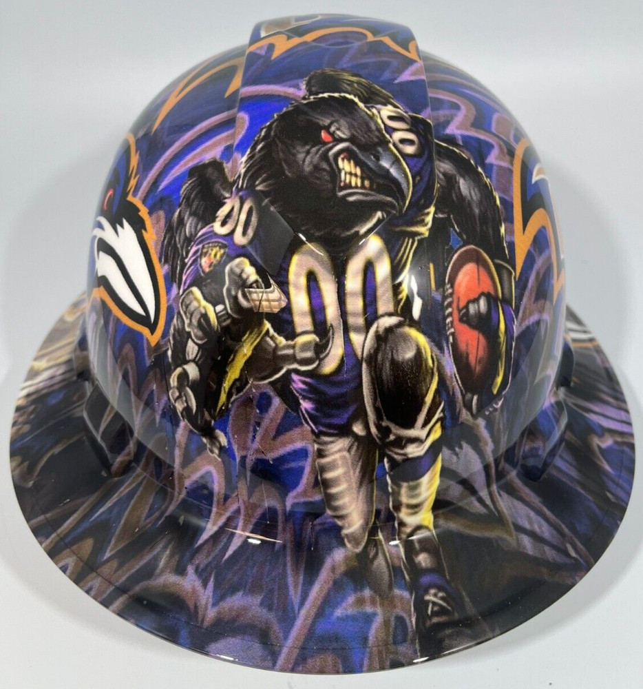 New Full Brim Hard Hat Custom Hydro Dipped BALTIMORE RAVENS