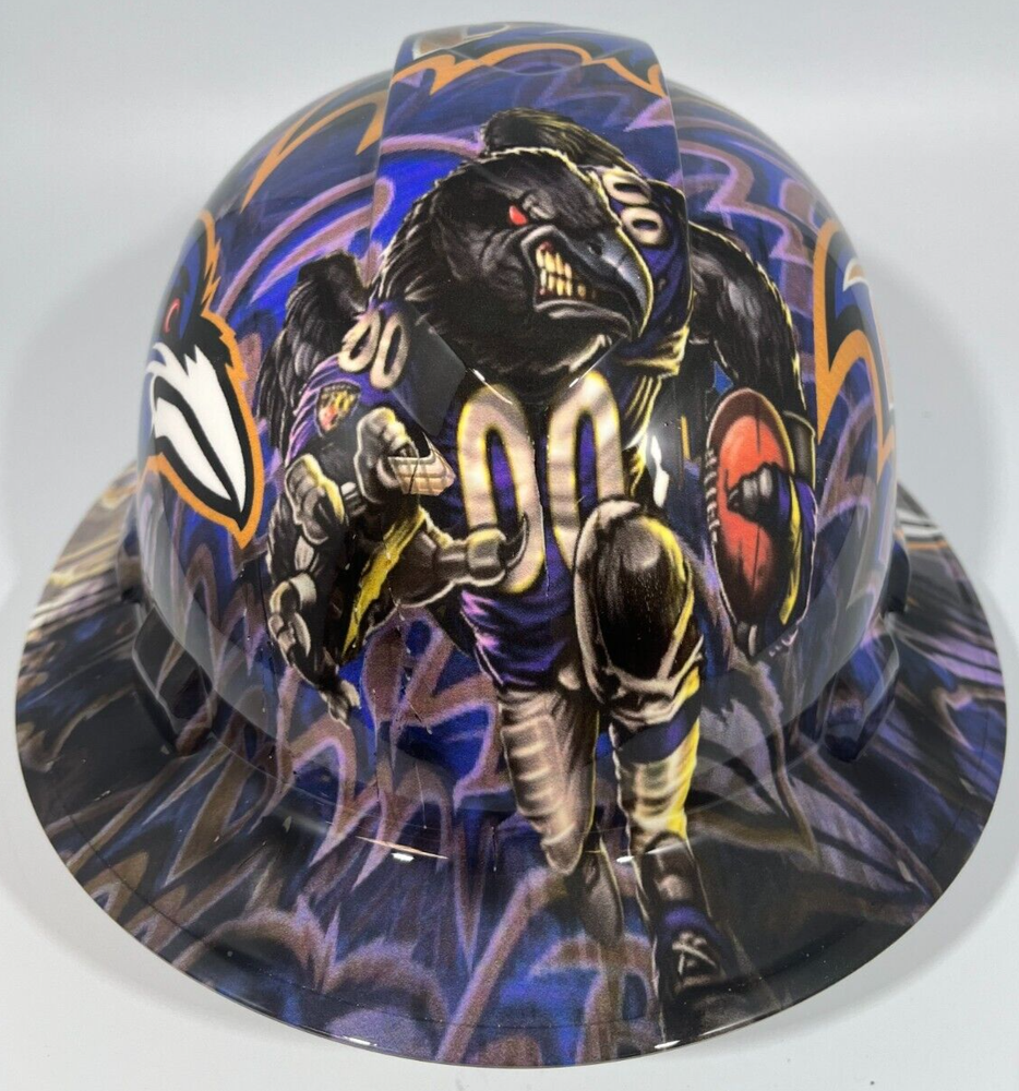 New Full Brim Hard Hat Custom Hydro Dipped BALTIMORE RAVENS