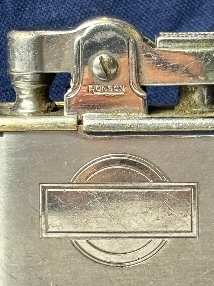 Vtg Ronson Whirlwind Lighter With Blank Initial Plate & Windguard