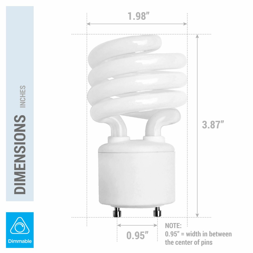 4 Pack Spiral CFL Fluorescent 13 Watt =60W Twist and Lock GU24 4100K Cool White