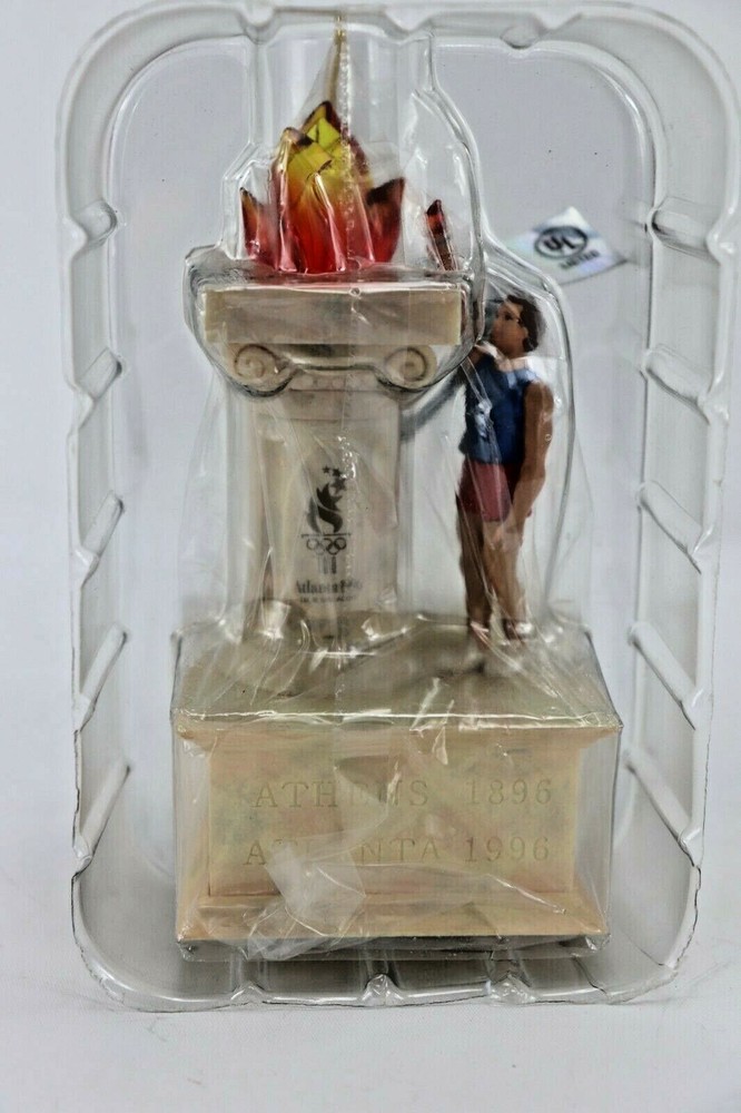 2 Hallmark Keepsake Lighted Flame Flickering Light and Music 1996 Olympic New