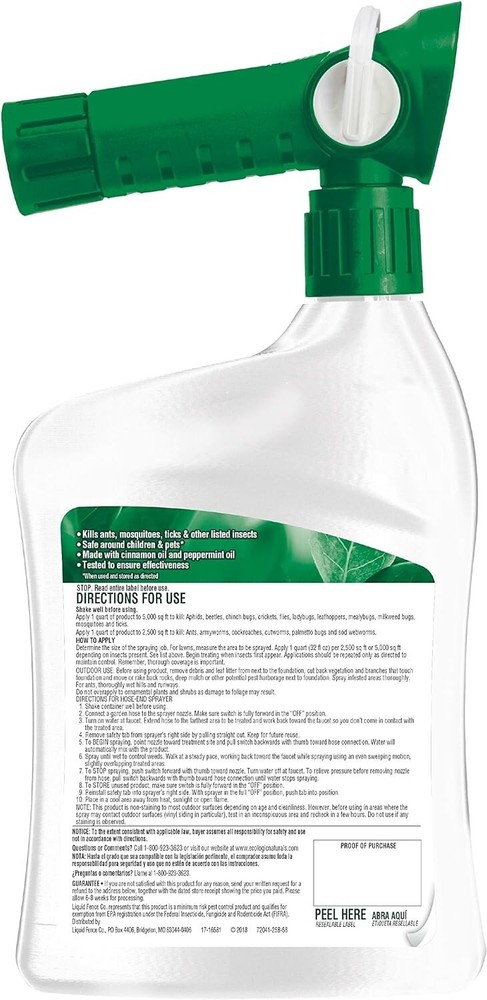 Ecologic Lawn & Yard Insect Killer Kills On Contact Concentrate 32Oz Spray