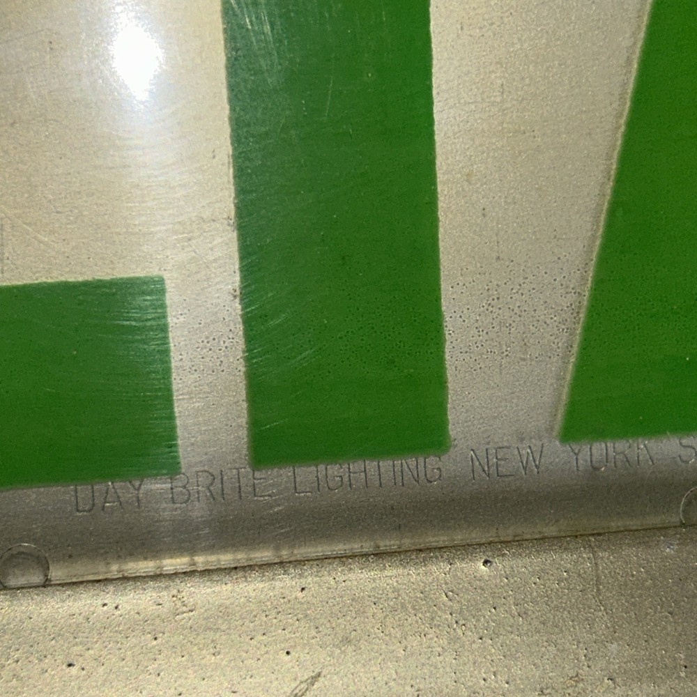 Vintage DAY BRITE EXIT Sign Metal Housing GREEN EXIT Plexiglass Model 5681