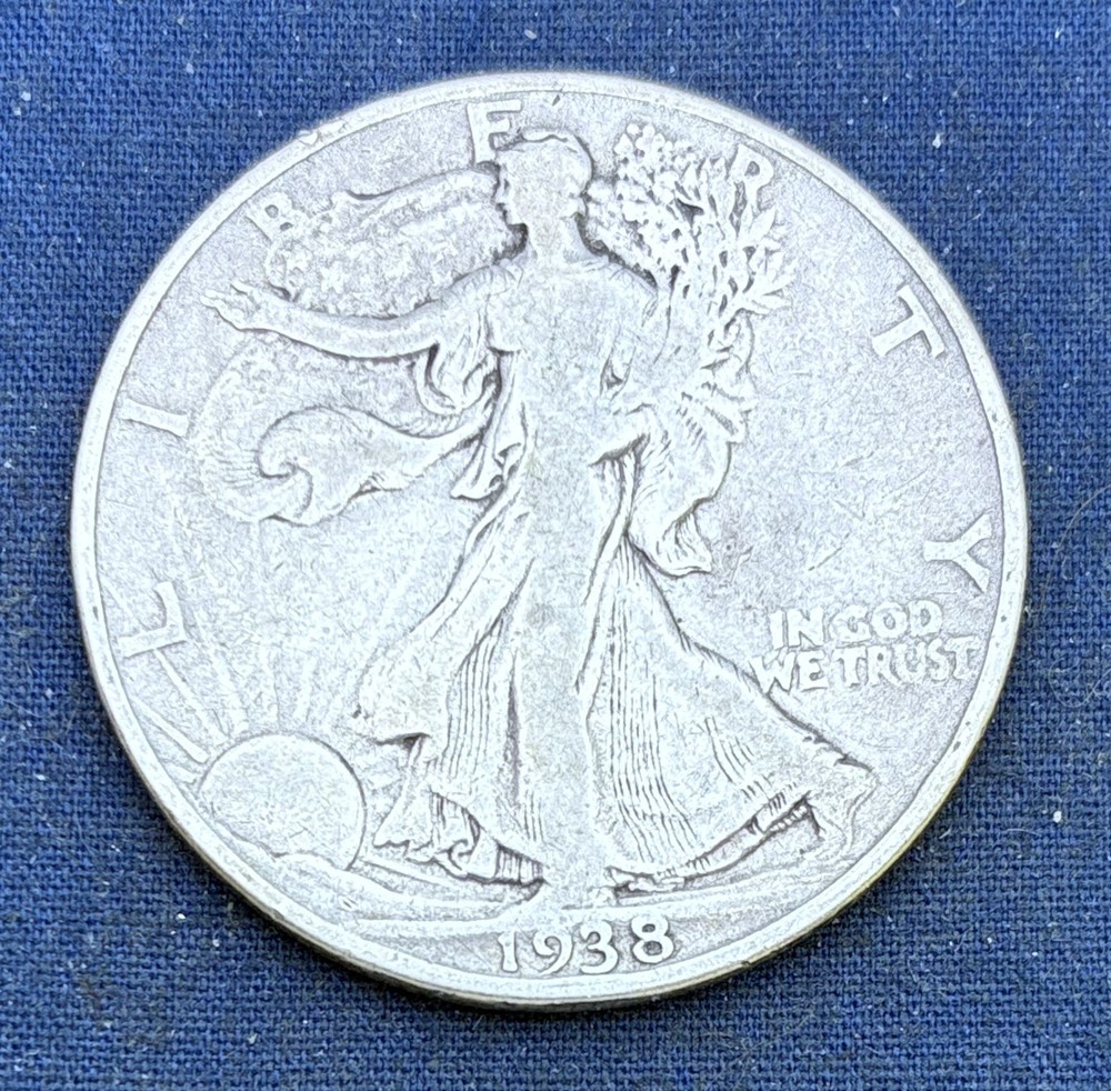 1938 Walking Liberty Half Dollar  Silver Coin