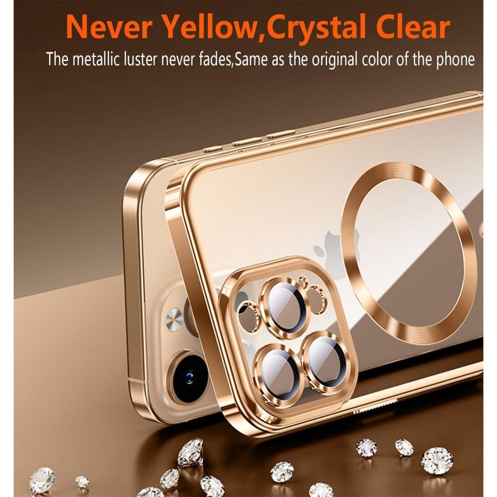 iPhone 14 Pro Max Case with Privacy Screen Protector & Full Camera Cover, Gold