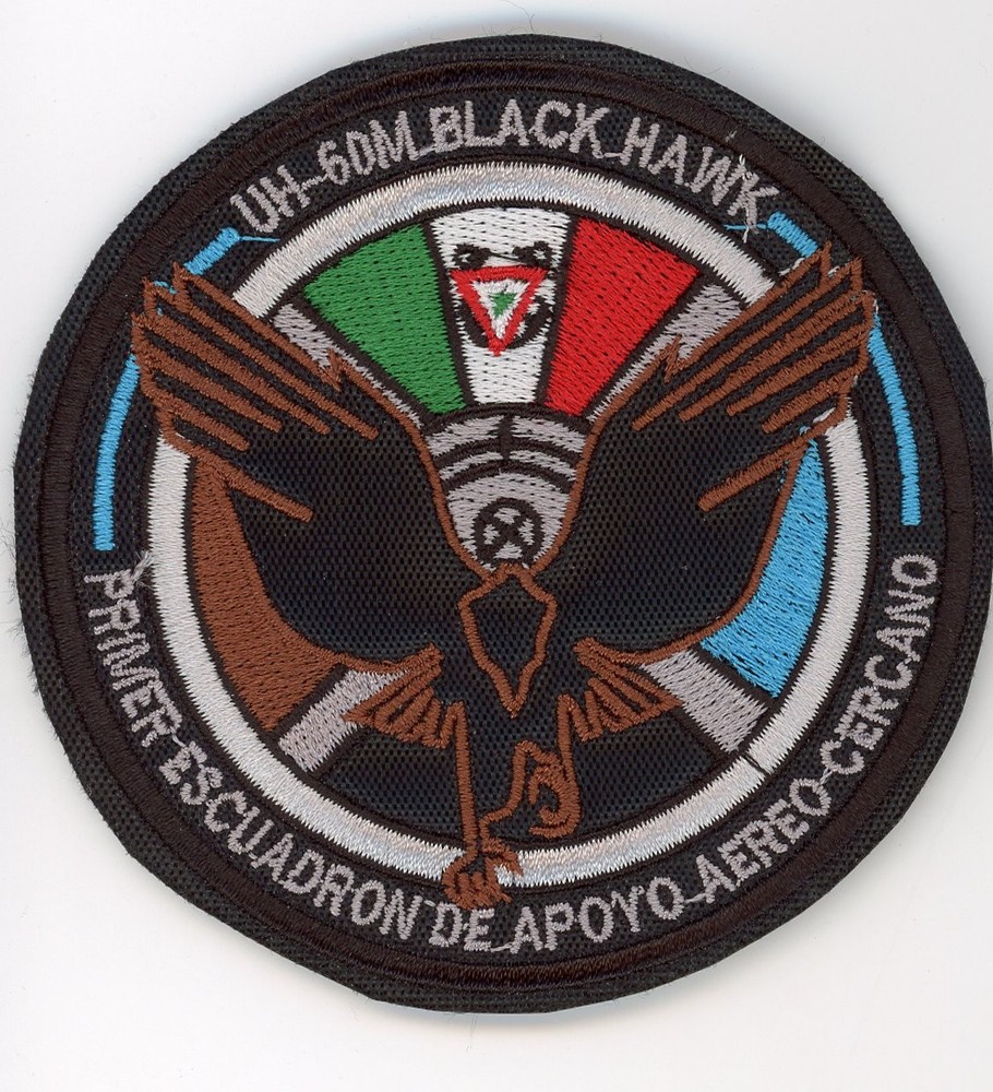 PATCH MEXICO AIR FORCE HELICOPTER UH-60M BLACK HAWK SUPPORT SQDN SEW ON PARCHE