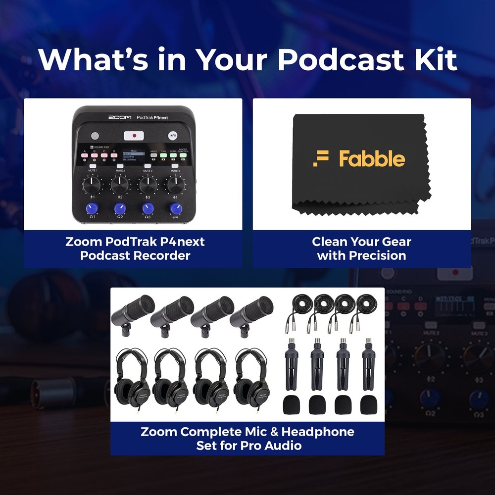 Zoom PodTrak P4next Podcast Recorder Bundle