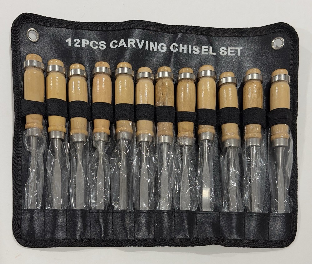 Wood Carving Hand Chisel Tool Set Professional Woodworking Gouges Steel 12 PCS