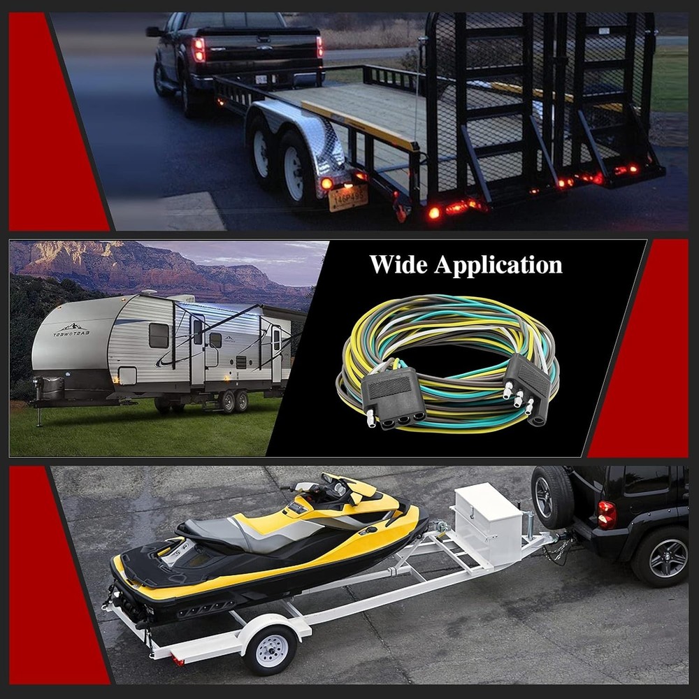 Kit de arnés de cableado para remolque, cable de remolque de 7,6 m con conector