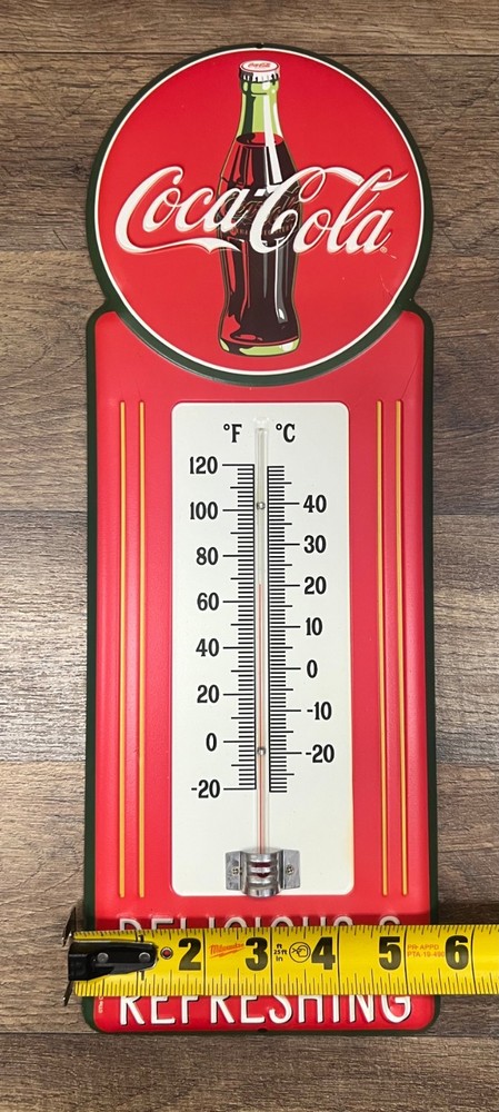 Coca Cola Metal Wall Thermometer 15" x 5.5"
