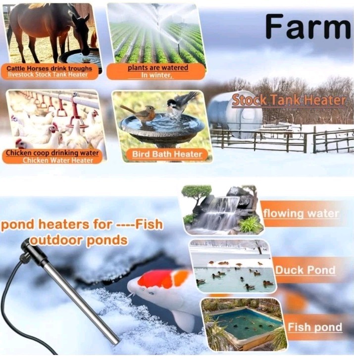 120V | 2000W Portable Immersion Water Heater with Thermostat & GFCI Protection -