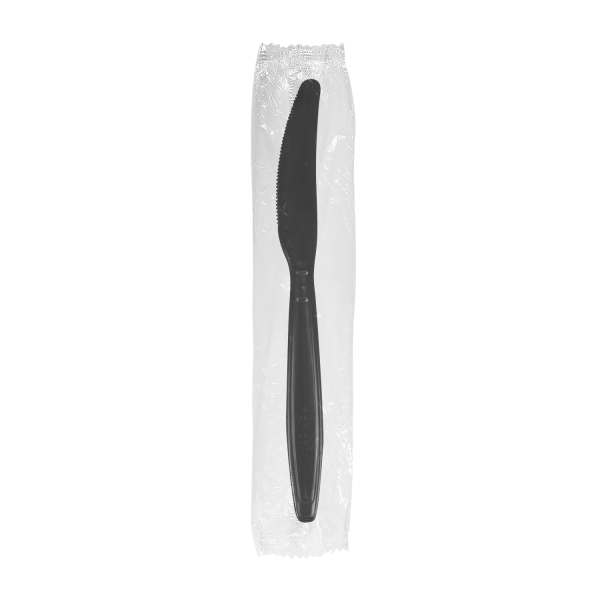 INDIVIDUALLY WRAPPED HEAVY WEIGHT PLASTIC KNIFE BLACK [WP2KB]