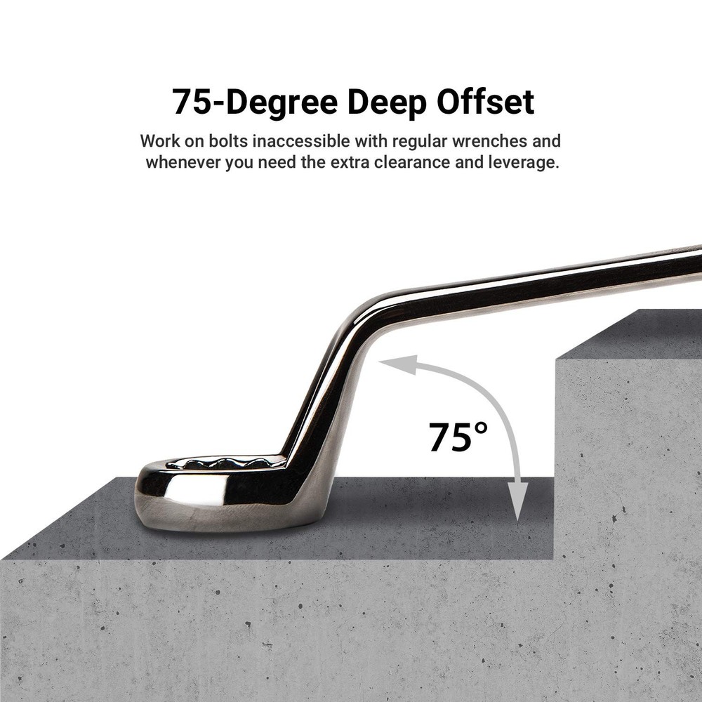 11/16 x 3/4 Inch 75 Degree Deep Offset Double Box End Wrench