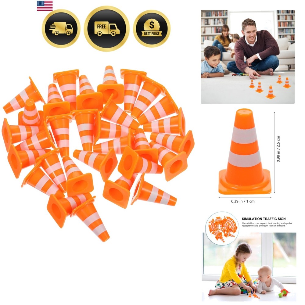 30Pcs Mini Traffic Cones, 1in Mini Cones Orange Small Roadblock Construction ...